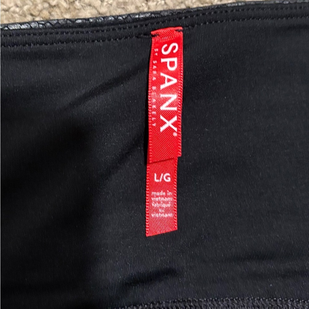 SPANX Faux Leather Pebbled Leggings Pebble Grey High Waisted Size L - Picture 5 of 6